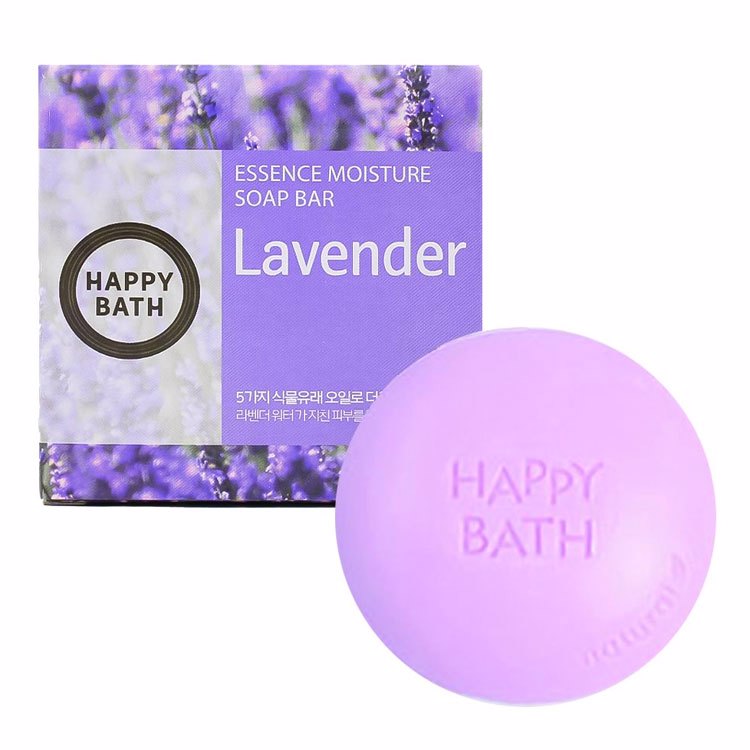 HAPPY BATH ESSENCE MOISTURE BAR LAVENDER SOAP (90gr*4ea), Мыло для лица и тела с экстрактом лаванды (90гр*4шт)