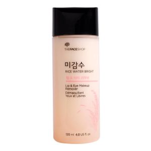 THE FACE SHOP RICE WATER BRIGHT LIP & EYE REMOVER (120ml), Двухфазная жидкость c экстрактом риса для снятия макияжа (120мл)