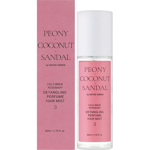 Rated Green Cold Brew Rosemary Detangling Perfume Hair Mist 3, Парфюмированный мист для волос "Пион, кокос, сандал" — изображение 2