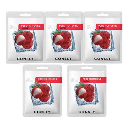 Consly Маска тканевая с экстрактом личи - Lychee pore-tightening mask pack, 5шт*20мл — изображение 2