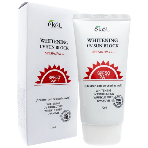 Ekel Солнцезащитный крем для лица с муцином улитки - Whitening UV sun block SPF 50, 70мл — изображение 3