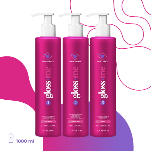 NANO BRAZIL, Набор для волос GLOSS ME (шаг 1 + шаг 2 + шаг 3), 3х1000 мл