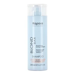 KAPOUS, Питательный оттеночный шампунь для оттенков блонд Blond Bar Silver, 200 мл