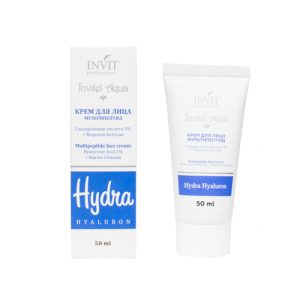 INVIT, Крем для лица Мультипептид Гиалуроновая кислота 3% + Морской Хитозан Invitel Aqua, 50 мл