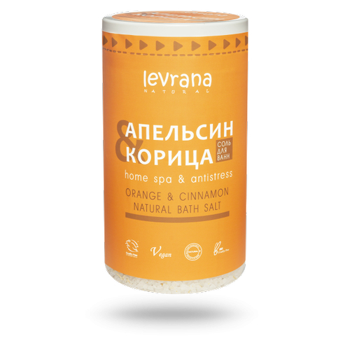 LEVRANA, Соль для ванн с маслом апельсина и корицы, 800 гр