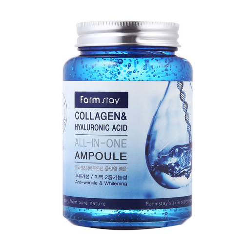 FARMSTAY, Ампульная сыворотка для лица с гиалуроновой кислотой и коллагеном Collagen & Hyaluronic Acid All-In-One Ampoule, 250 мл