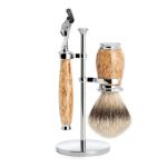 Бритвенный набор MUEHLE PURIST, каповая береза, барсучий ворс высшей категории Silvertip, бритва Fusion