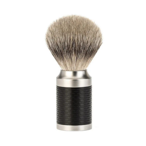 Помазок MUEHLE ROCCA, барсучий ворс высшей категории Silvertip, сталь, черный акцент
