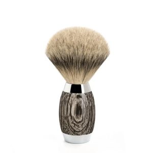 Помазок MUEHLE EDITION, барсучий ворс высшей категории Silvertip, мореный дуб, стерлинговое серебро