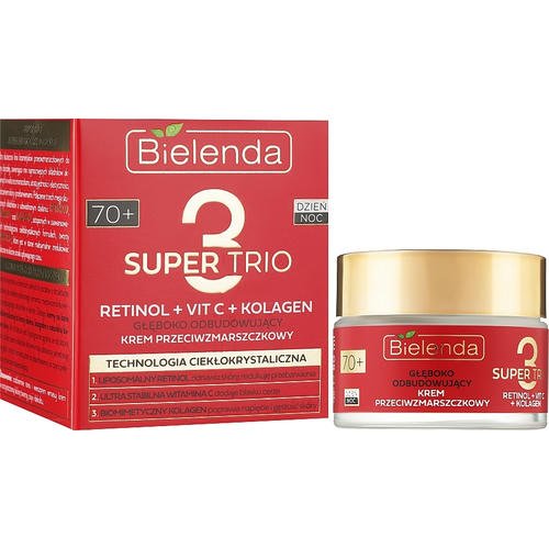 Bielenda Super Trio Retinol + Vit C + Kolagen - Глубоко восстанавливающий крем для лица против морщин 70+, 50 мл. — изображение 2