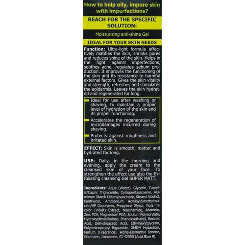 Bielenda Only For Men Super Mat Moisturizing Anti-Shine Gel - Увлажняющий гель против блеска кожи, 50 мл. — изображение 3