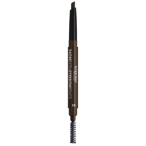 Карандаш для бровей `DEBORAH` 24ORE EXTRA EYEBROW PENCIL стокий тон 03 темный — изображение 2