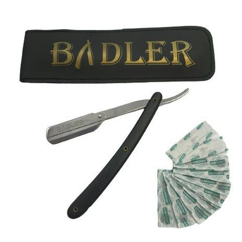Badler - Бритва шаветт с пластиковой ручкой и чехлом + лезвия Derby Premium 10 шт половинки