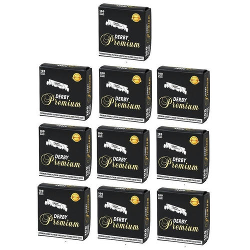 Derby Premium Barber Razor - Сменные лезвия для бритья Половинки 10 упаковок по 100 шт