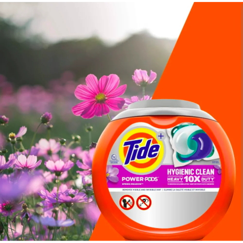 Капсулы для стирки универсальные Tide Power Pods Hygienic Clean Heavy Duty 10X, Spring Meadow, 45 штук — изображение 2