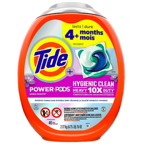 Капсулы для стирки универсальные Tide Power Pods Hygienic Clean Heavy Duty 10X, Spring Meadow, 45 штук