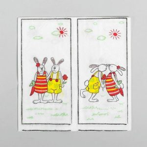 Салфетки бумажные «Пасхальные кролики», 33х33 см, набор 20 шт