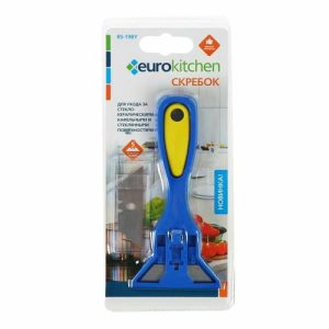 Скребок для стеклокерамических плит Euro Kitchen цвет синий/желтый, 1 шт (+ 5 лезвий)
