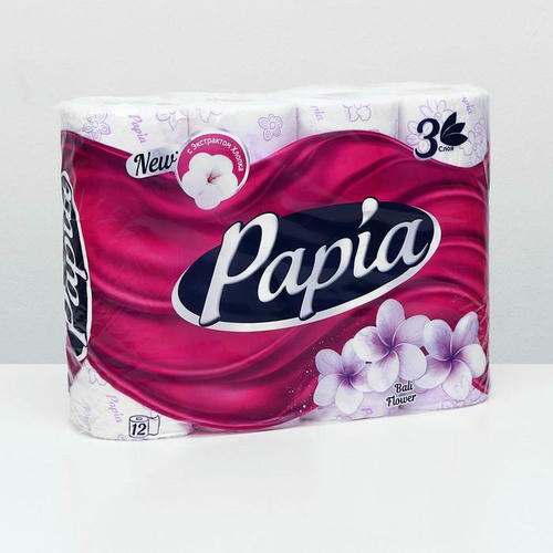 Туалетная бумага Papia Bali Flower, 3 слоя, 12 рулонов — изображение 2