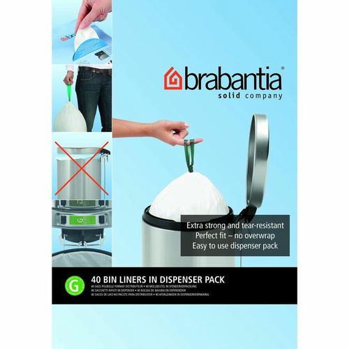 Пакет пластиковый Brabantia PerfectFit, упаковка-диспенсер, размер G (23-30 л), 40 шт — изображение 2
