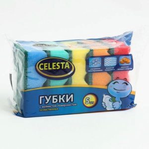 CELESTA губки для мытья посуды Волна 5шт