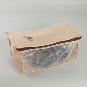 Мешок для стирки обуви Air-mesh, с вышивкой, 37x18x17 см, цвет бежевый