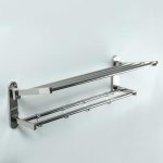 Полка откидная с держателем полотенец, 4 крючка, 57x23x18 см