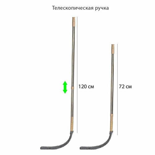 Швабра для мытья пола ORION плоская, гибкая, микрофибра, цвет бежевый — изображение 2