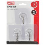 VETTA Крючки самоклеящиеся, 6х6см, 3 штуки в комплекте, ПВХ