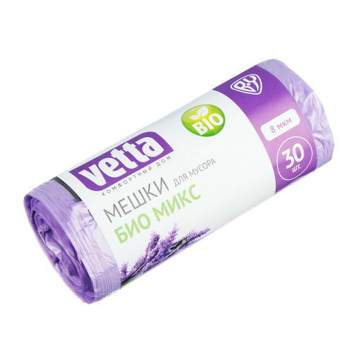 VETTA Мешки для мусора БИО 30 л., 30 шт., эконом, 4 аромата (ваниль, клубника, лимон, лаванда) — изображение 2