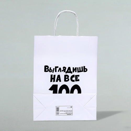 Пакет подарочный «Выглядишь на все 100», 24 х 14 х 28 см - 1 шт. — изображение 2