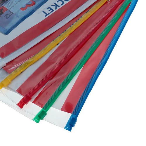 Папка-конверт на ZIP-молнии А4, 140 мкм, ErichKrause PVC Zip Pocket, прозрачная, до 100 листов, микс - 12 шт. — изображение 2