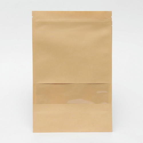 Пакет фасовочный, крафт, зип-лок, с окном, 20(4) х 30 см - 50 шт.