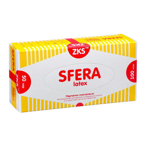 Перчатки ZKS латексные Sfera неопудр бел (с внутр полимерн покр) глад 5,4 гр, р-р L 50 пар/уп — изображение 2