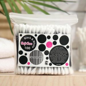Ватные палочки Soft Care Black&White, 100 шт